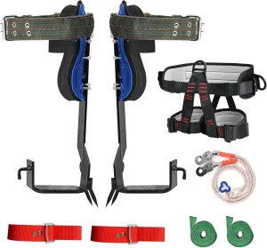 Tree Climbing Spikes, Stainless Steel Tree Climbing Gear with Adjustable Climbing Belt and Rope, Arborist Climbing Kit for Tree Work Outdoor Sports