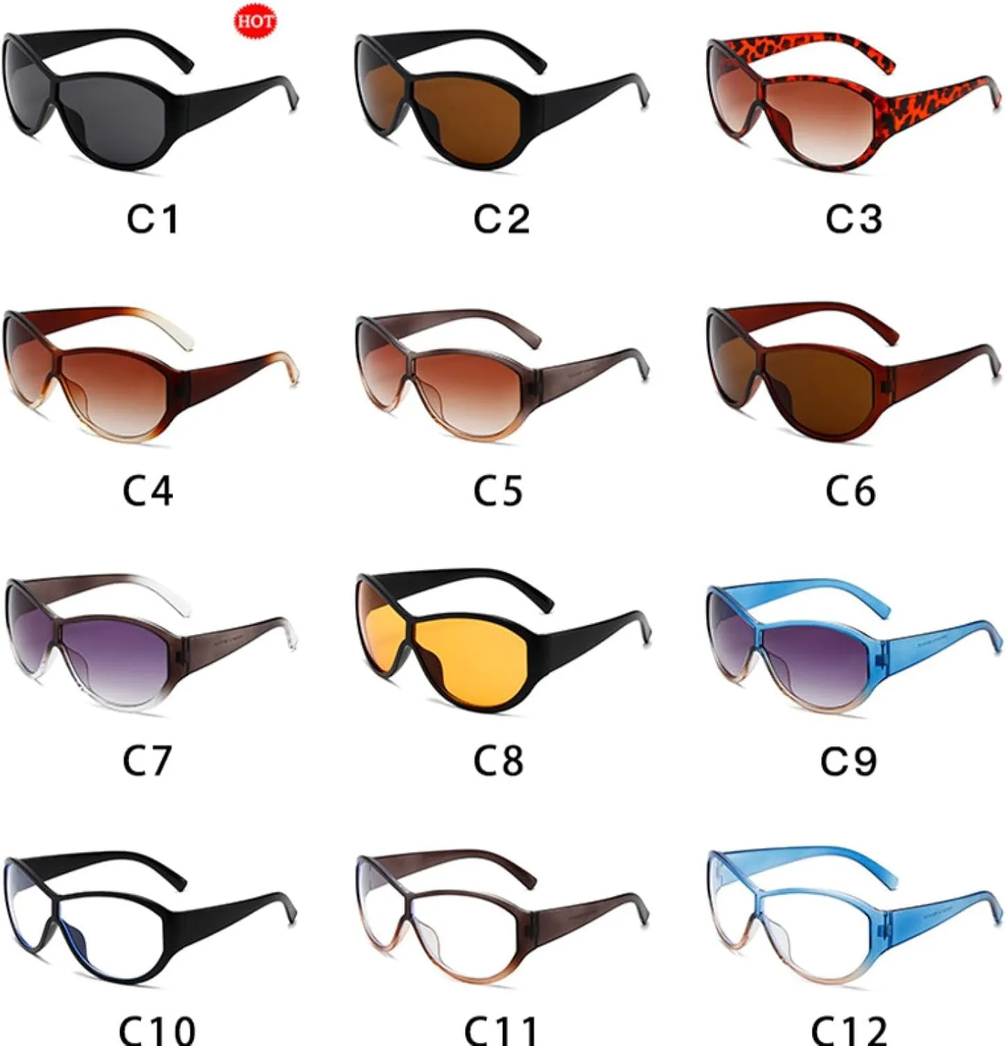 Trend One Piece Punk Sunglasses Men Women Fashion Outdoors Sports Sun Glasses Uv400