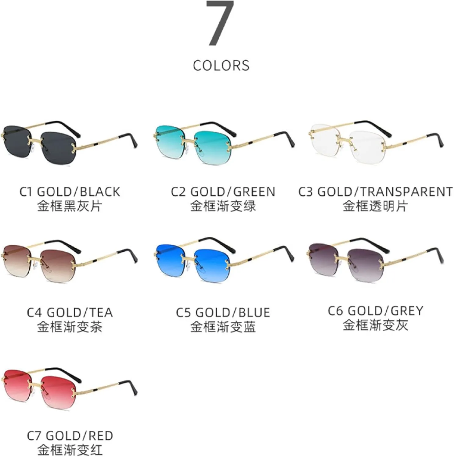 Trend Punk Rimless Oval Metal Leg Sunglasses Women for Men Fashion Luxury Travel Sun Glasses Uv400