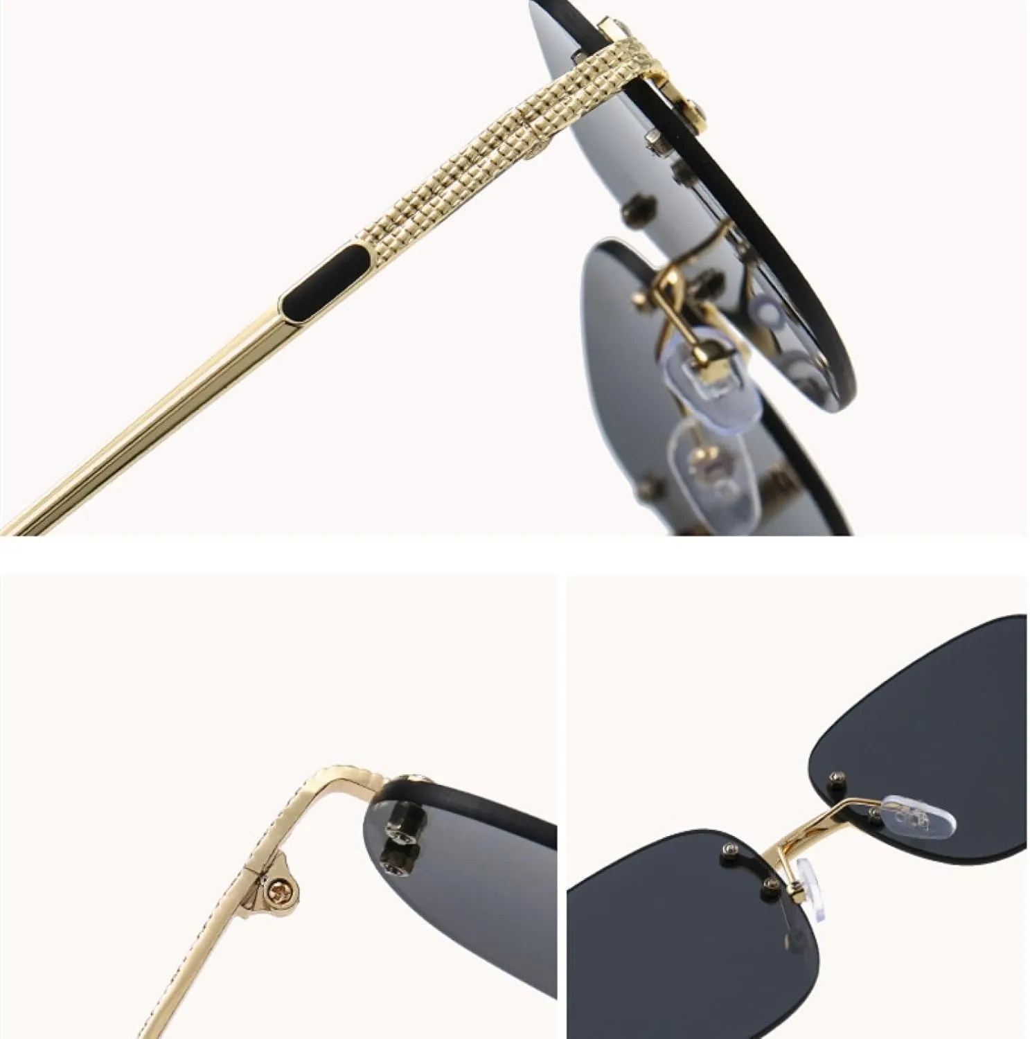 Trend Punk Rimless Oval Metal Leg Sunglasses Women for Men Fashion Luxury Travel Sun Glasses Uv400