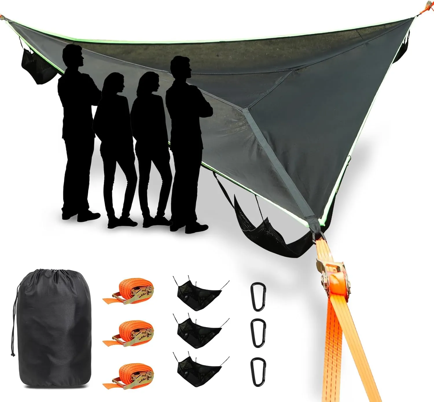 Triangle Camping Hammock, 13 Ft Giant Comfortable Hammocks for Outside, Ratches and Straps Included, Outdoor Hammock Max 1100 Lbs for 3 to 6 Adult Capacity for Party, Gathering