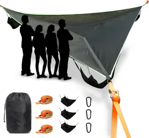Triangle Camping Hammock, 13 Ft Giant Comfortable Hammocks for Outside, Ratches and Straps Included, Outdoor Hammock Max 1100 Lbs for 3 to 6 Adult Capacity for Party, Gathering