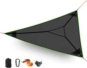 Triangle Hammock, Aerial Triangle Camping Hammock, Multi Person Portable Hammock for Outdoor Hiking, Backpacking, Travel, Backyard, Beach,Can Withstand a Weight of 500kg, Black