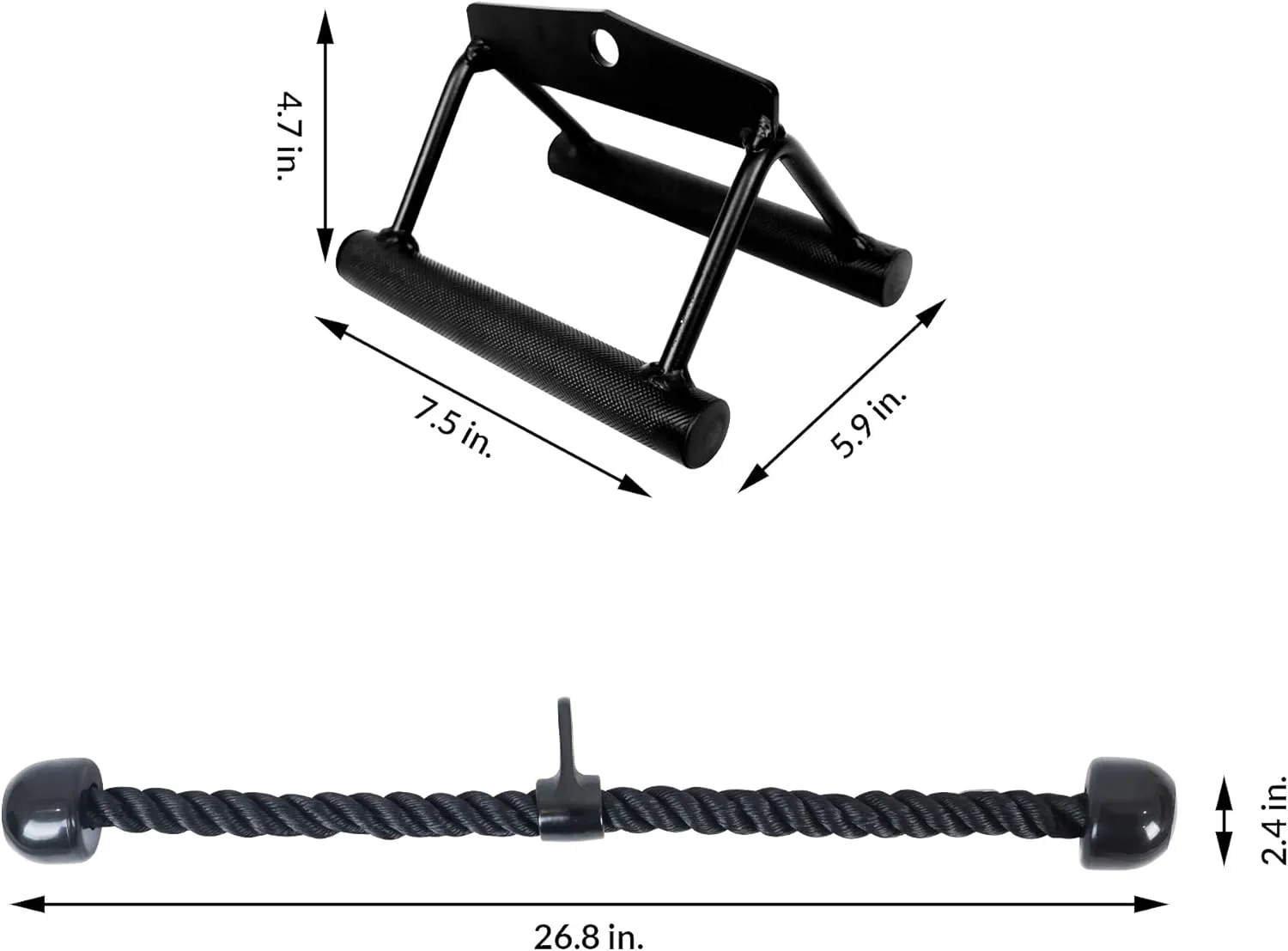 Tricep Press Down Cable Attachment, LAT Pulldown Attachment, Weight Machine Accessories, V Handle with Rotation, Tricep Rope, Rotating Bar, V-Shaped Bar, Multiple Options