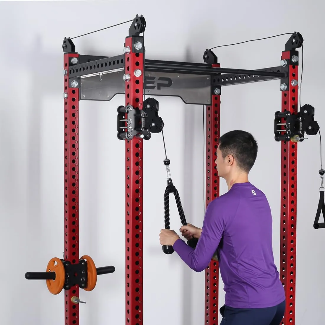 Tricep Rope 27 & 36 inches 2 Colors Fitness Attachment Cable Machine Pulldown Heavy Duty Coated Nylon Rope with Solid Rubber Ends