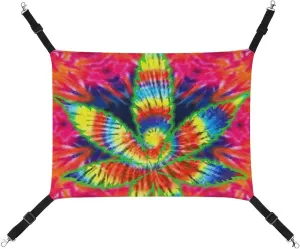 Trippy Weed Cat Hanging Hammock Soft Breathable Pet Cage Dog Hammock with Adjustable Straps and Metal Hooks