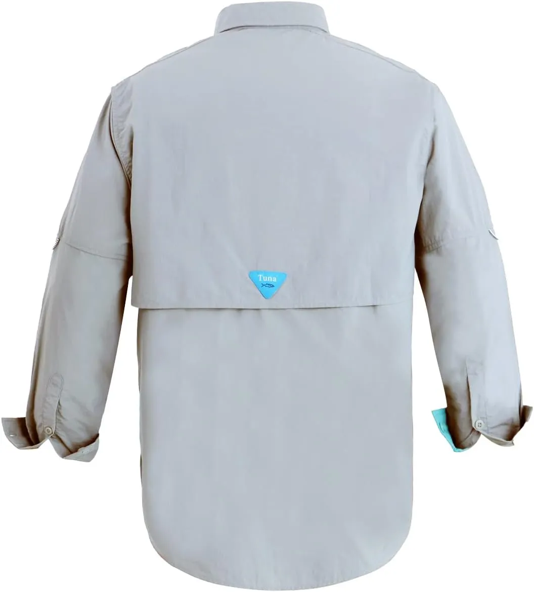 Tuna Men's Fishing Outdoor Button Down UPF 50  Sun Protection Waterproof Hiking Long Sleeve Shirts