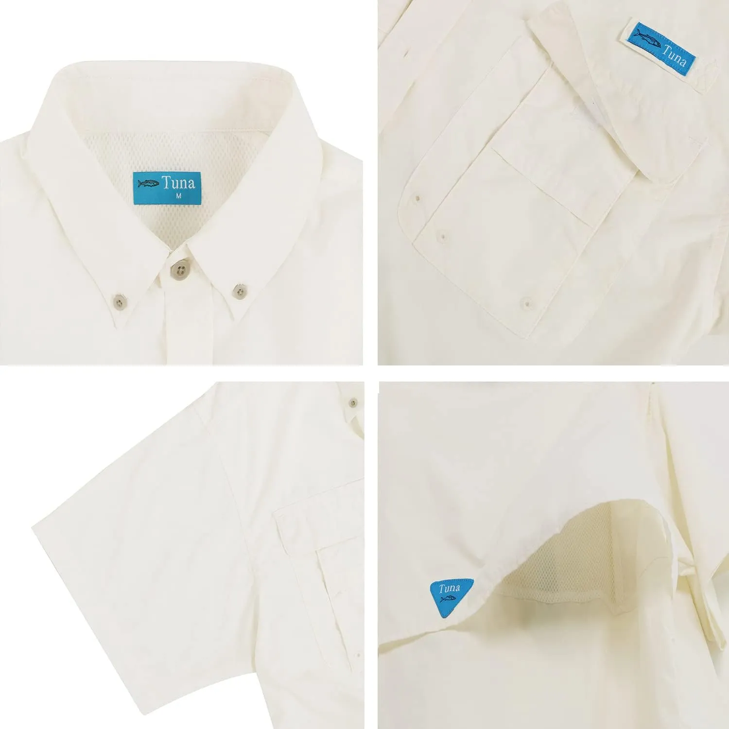 Tuna Men's Fishing Outdoor Button Down UPF 50  Sun Protection Waterproof Hiking Short Sleeve Shirts