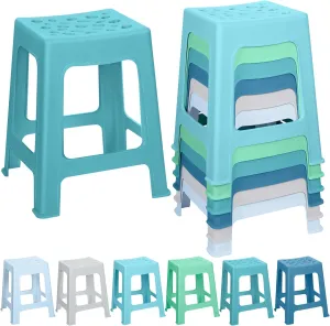 TURSTIN 6 Pack Plastic Stools 16.9 Inch Nesting Stools 6 Color Portable Backless Bar Stool Flexible Seating Chairs for Classroom Office Home