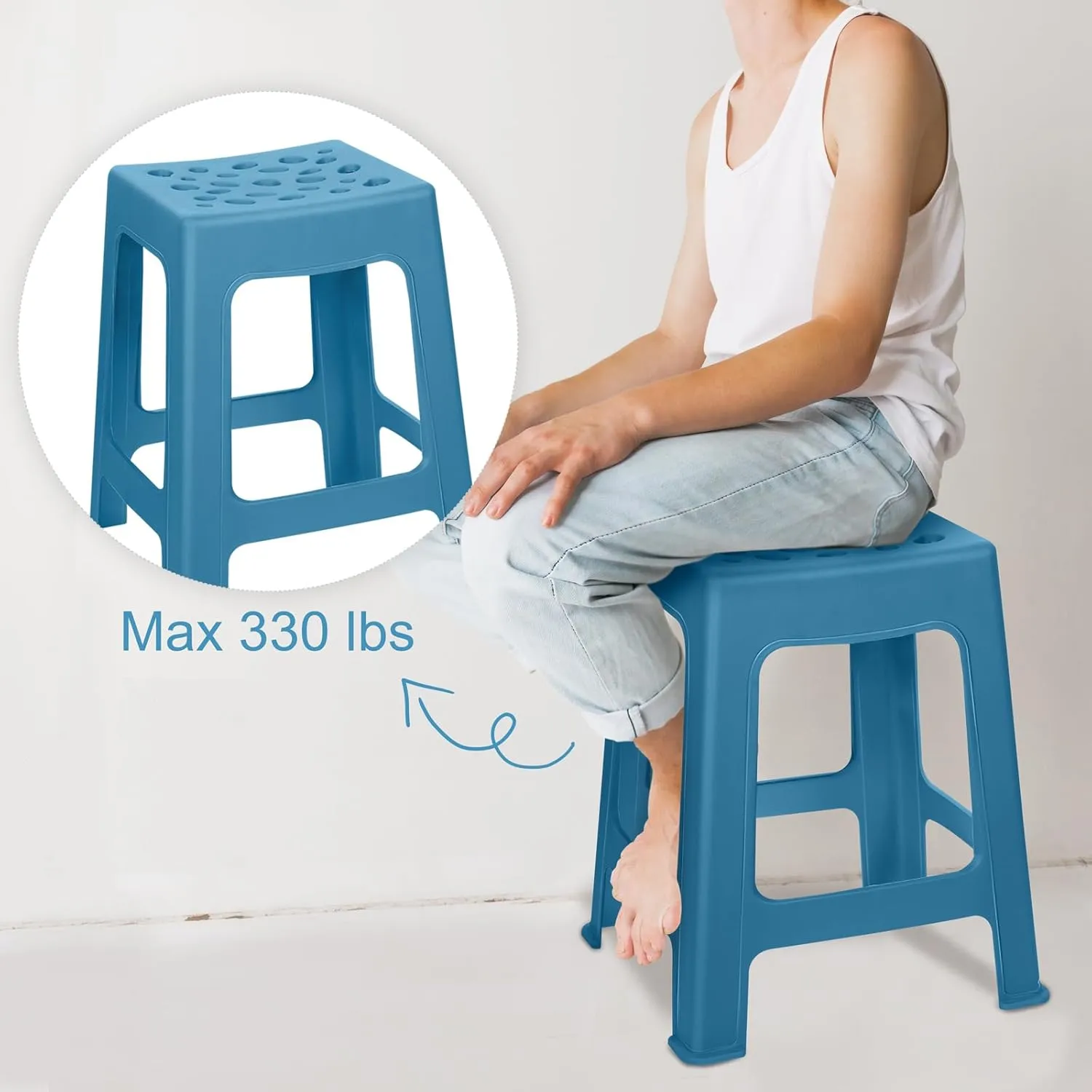 TURSTIN 6 Pack Plastic Stools 16.9 Inch Nesting Stools 6 Color Portable Backless Bar Stool Flexible Seating Chairs for Classroom Office Home