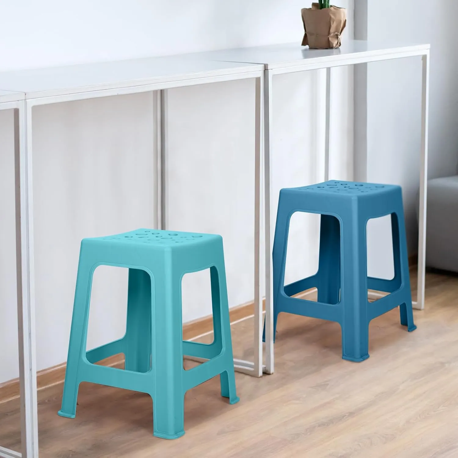 TURSTIN 6 Pack Plastic Stools 16.9 Inch Nesting Stools 6 Color Portable Backless Bar Stool Flexible Seating Chairs for Classroom Office Home