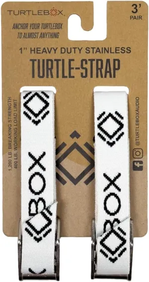 Turtlebox: Tie-Down Strap Kit - Includes 2 Straps - Strap Your Turtlebox Speaker on Your Ranger, Snowmobile, Kayak, Cooler or Boat to give You Peace of Mind - Set of 2, Each 41" Long (White)