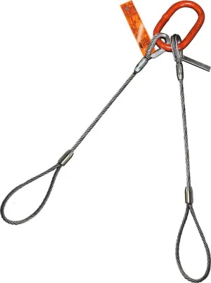 Two Leg Wire Rope Sling | 2.5 Ton Vertical Rated | Flemish Loop Ends | 3/8" Dia. | 3' Length | EIPS 6x25 IWRC | Hanes Supply (HSI) Heavy Duty Rigging Cable for Lifting and Towing