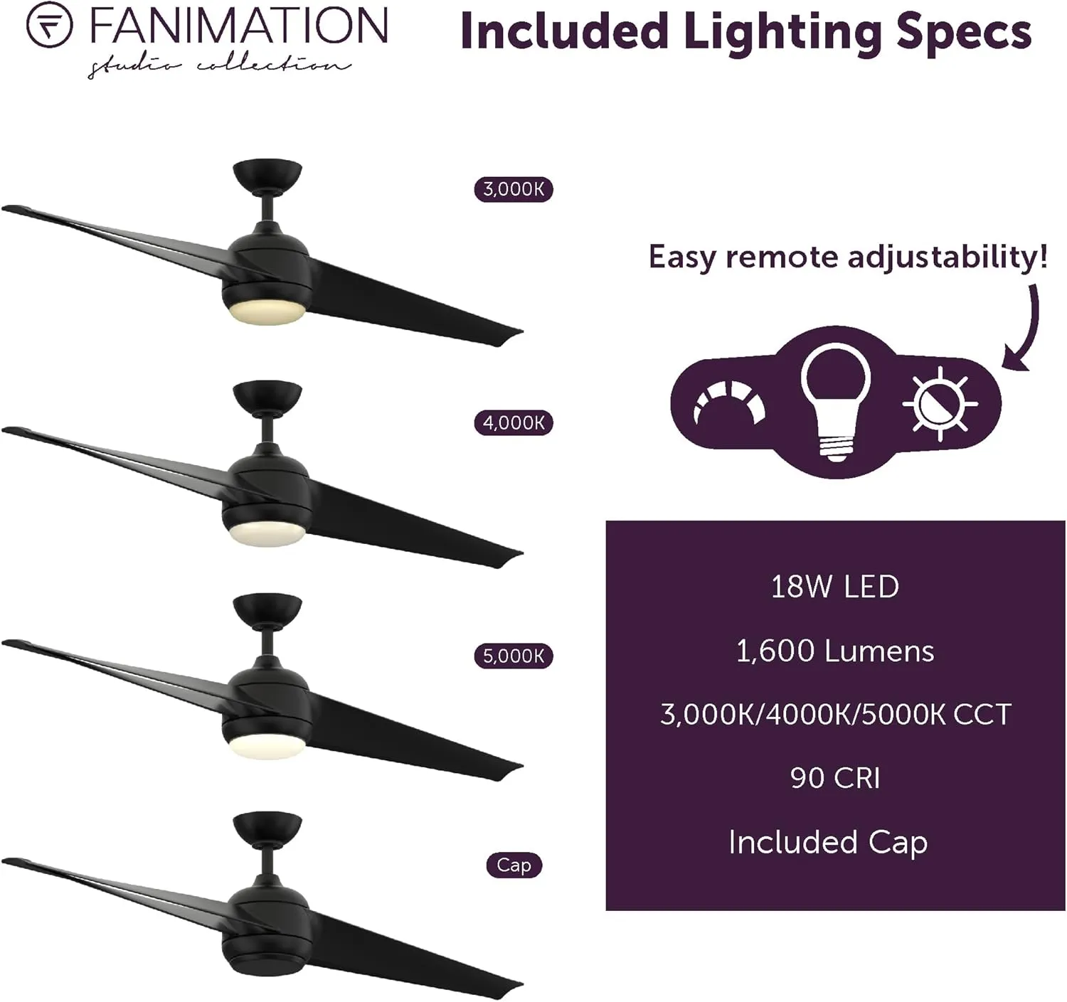 TwoFold 60 inch Indoor/Outdoor Ceiling Fan with LED Light Kit - Black