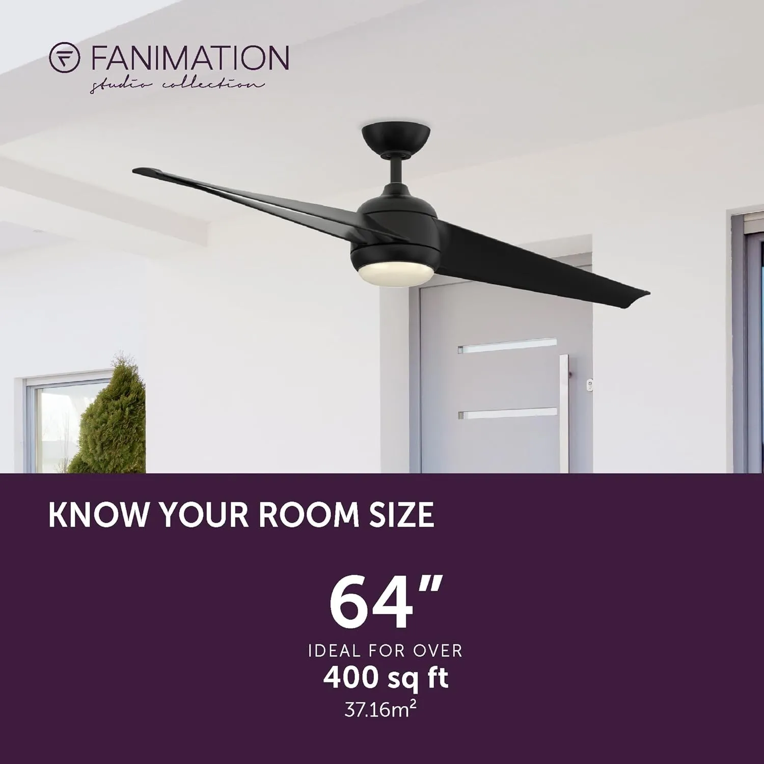 TwoFold 60 inch Indoor/Outdoor Ceiling Fan with LED Light Kit - Black