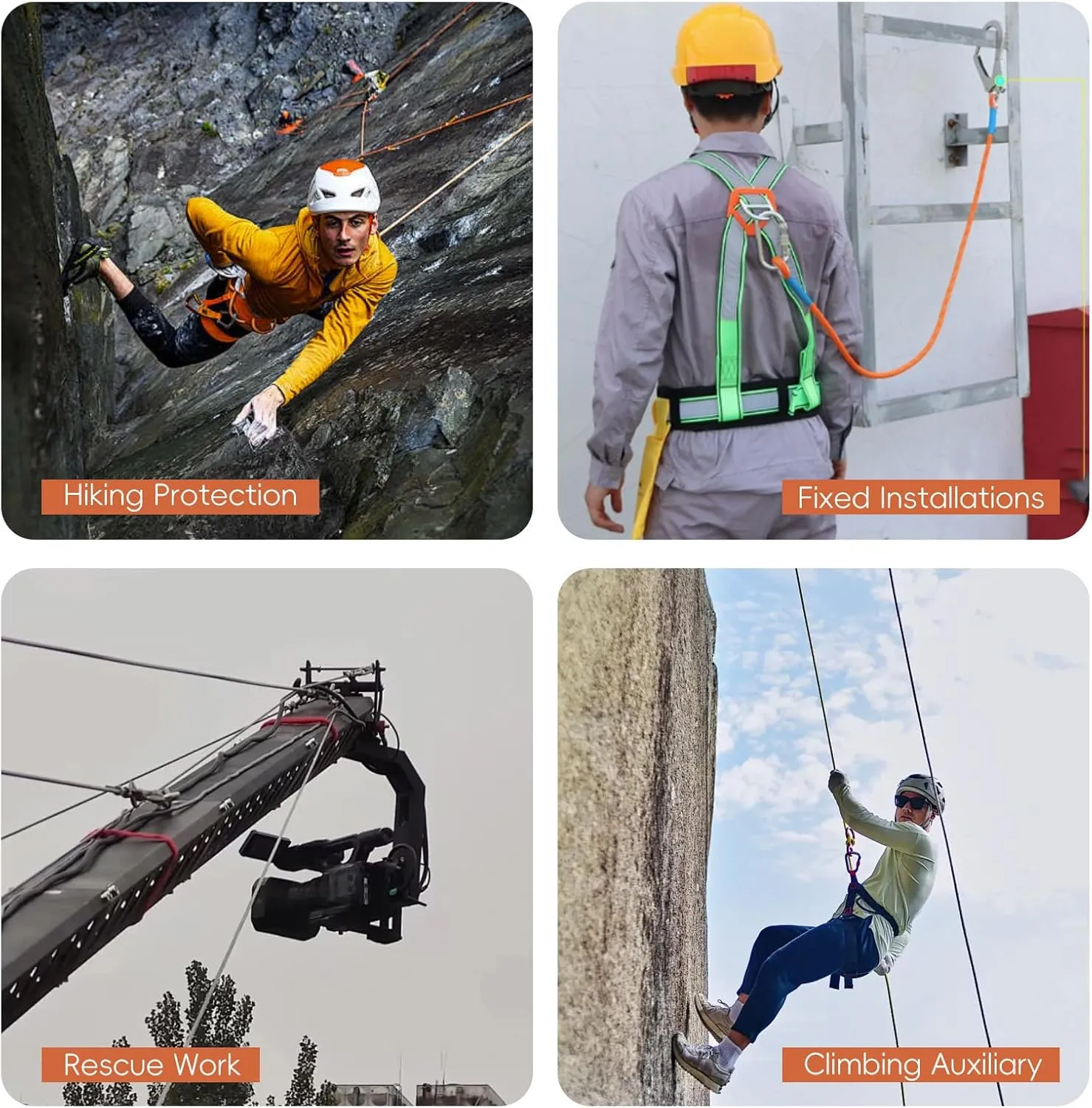 UIAA Static Climbing Rope 11mm, 60M(200FT) Nylon Kernmantle Rappelling Rope for Survival Rescue Cord Rock Mountaineering Climbing Hauling