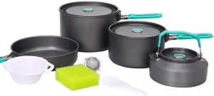 Ultralight Camping Cookware Set Aluminum Nonstick Outdoor Tableware Kettle Pot Cooking Pan Bowl Cookset Portable for Hiking Picnic Mountaineering Pots & Pans