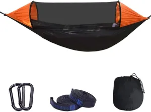 Ultralight Portable Anti-roll Nylon 1/2 Person Mosquito Net Camping Hammock for Camping Hiking Beach Garden Travel-Green(Orange)