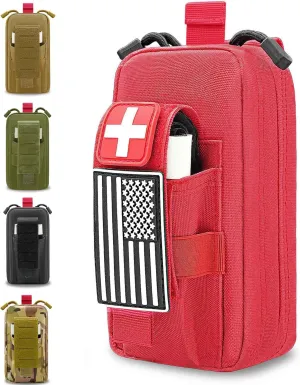 Upgrade 1000D Laser Cut Ifak Pouch Molle, Tactical Molle EMT Belt First Aid Pouches for Backpack Belt