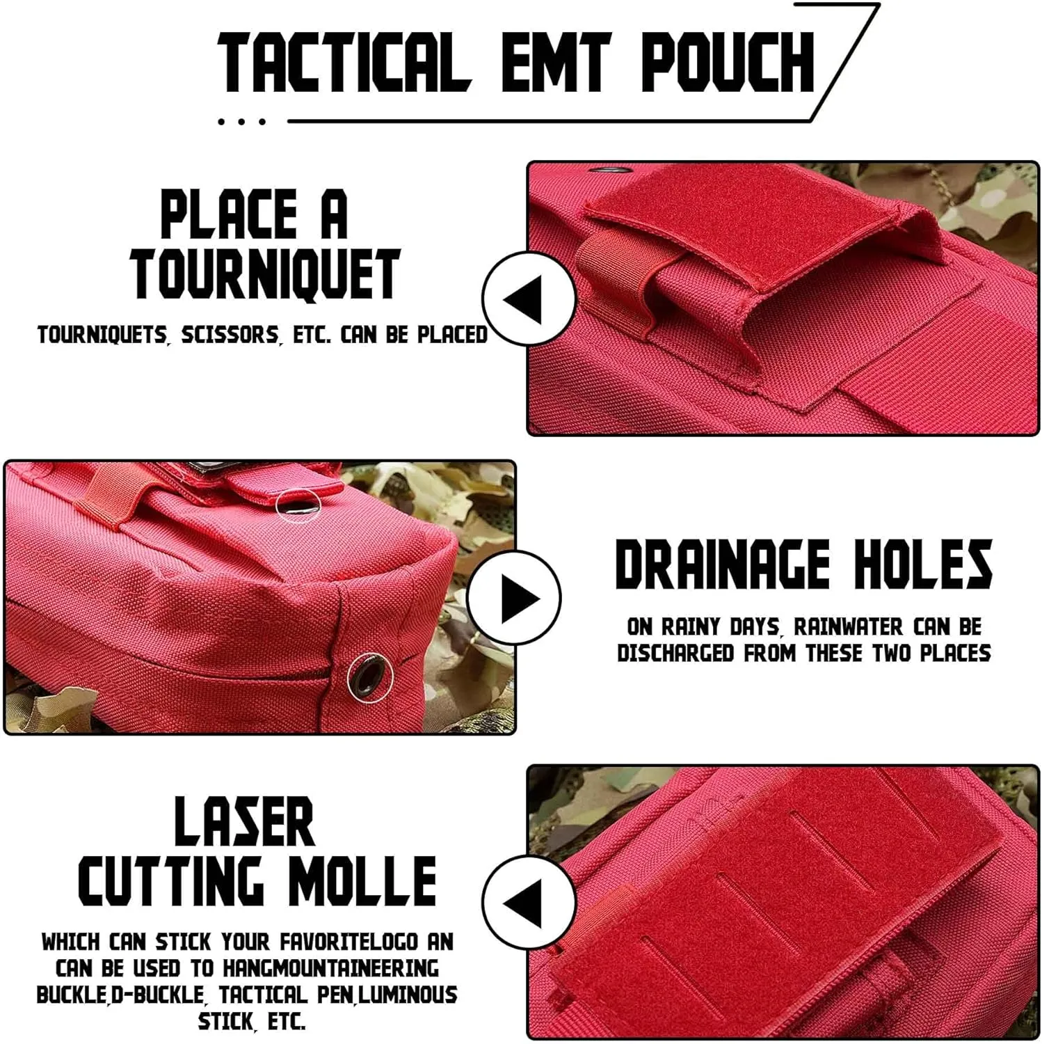 Upgrade 1000D Laser Cut Ifak Pouch Molle, Tactical Molle EMT Belt First Aid Pouches for Backpack Belt