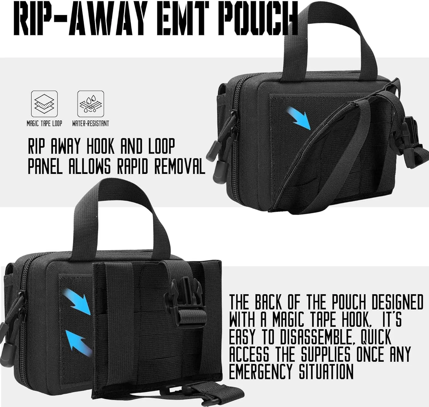 Upgrade Molle Rip Away Ifak Pouch, Tactical Small Belt First Aid Pouch Medical Utility EMT Pouch Only