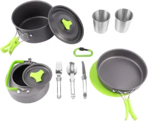 UPKOCH 12-pc Aluminum Oxide Camping Pot Set Portable Grill Cooking Accessories Outdoor Cooking Kit