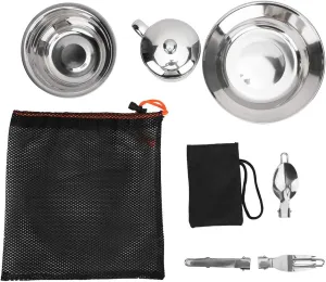 Utensils Set Portable Stainless Steel Camping Tableware Set Cookware for Outdoor Adventures Ideal Picnic Cookware