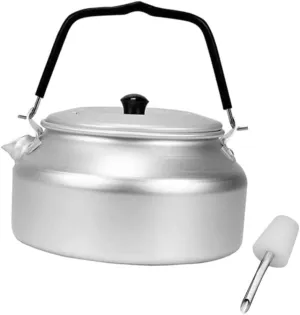 VALICLUD Outdoor Camping Kettle Stainless Steel Whistling Teapot Ergonomic Handle for Hiking Fishing and Bbq Convenient Portable Cookware for Outdoor Adventures