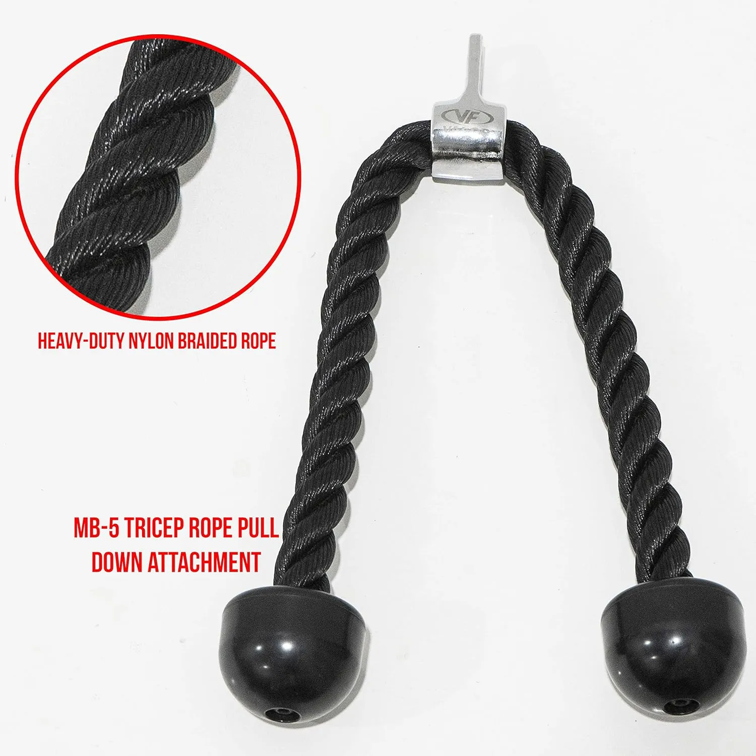 Valor Fitness Cable Machine Attachments - Tricep Rope, V-Bar, Single D-Handle, Rotating Straight Bar, Ankle Strap, Ab Crunch Harness, Triangle Chest Pull for Home Gym Equipment