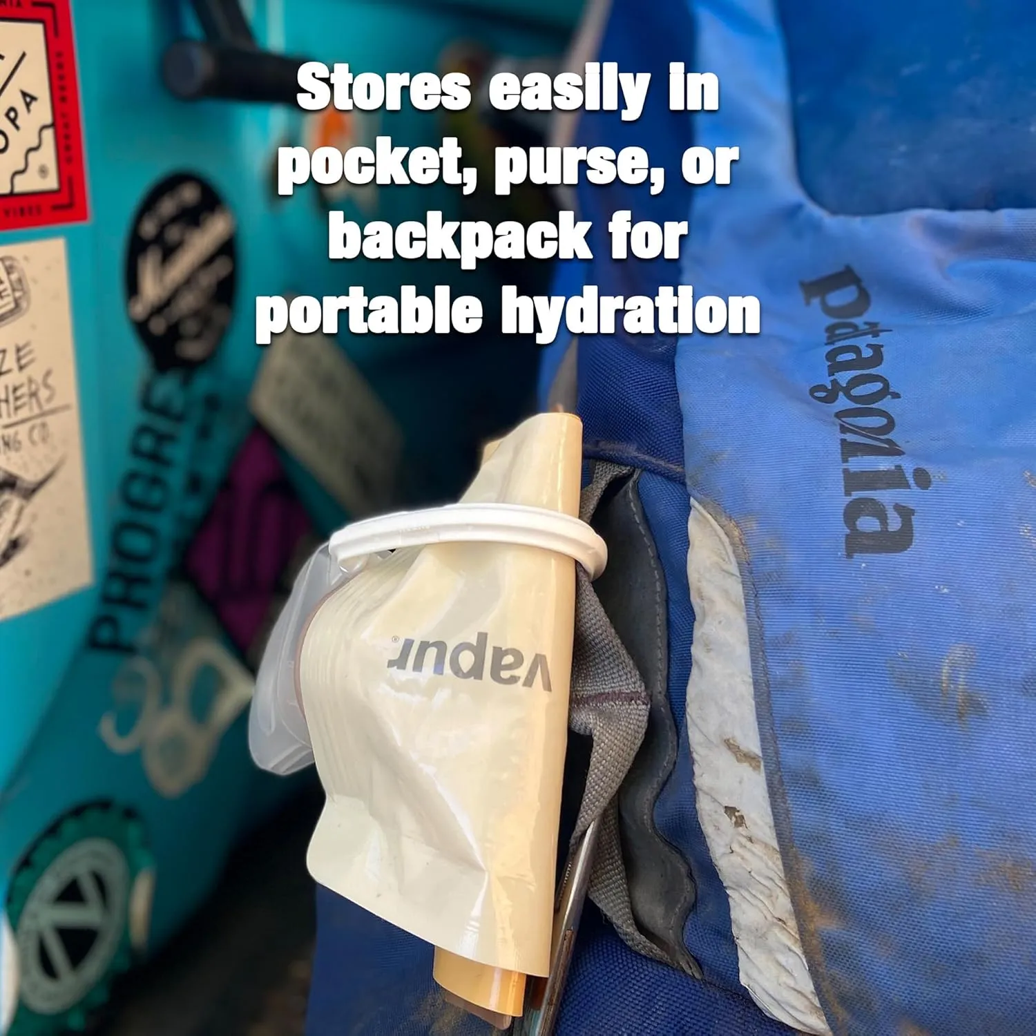 Vapur Collapsible Water Bottle With Carabiner, Compact Bottle Folds Flat For Hydration On The Go, Ideal for Traveling, Hiking or Camping, 34 Ounce, Water, Pack of 2