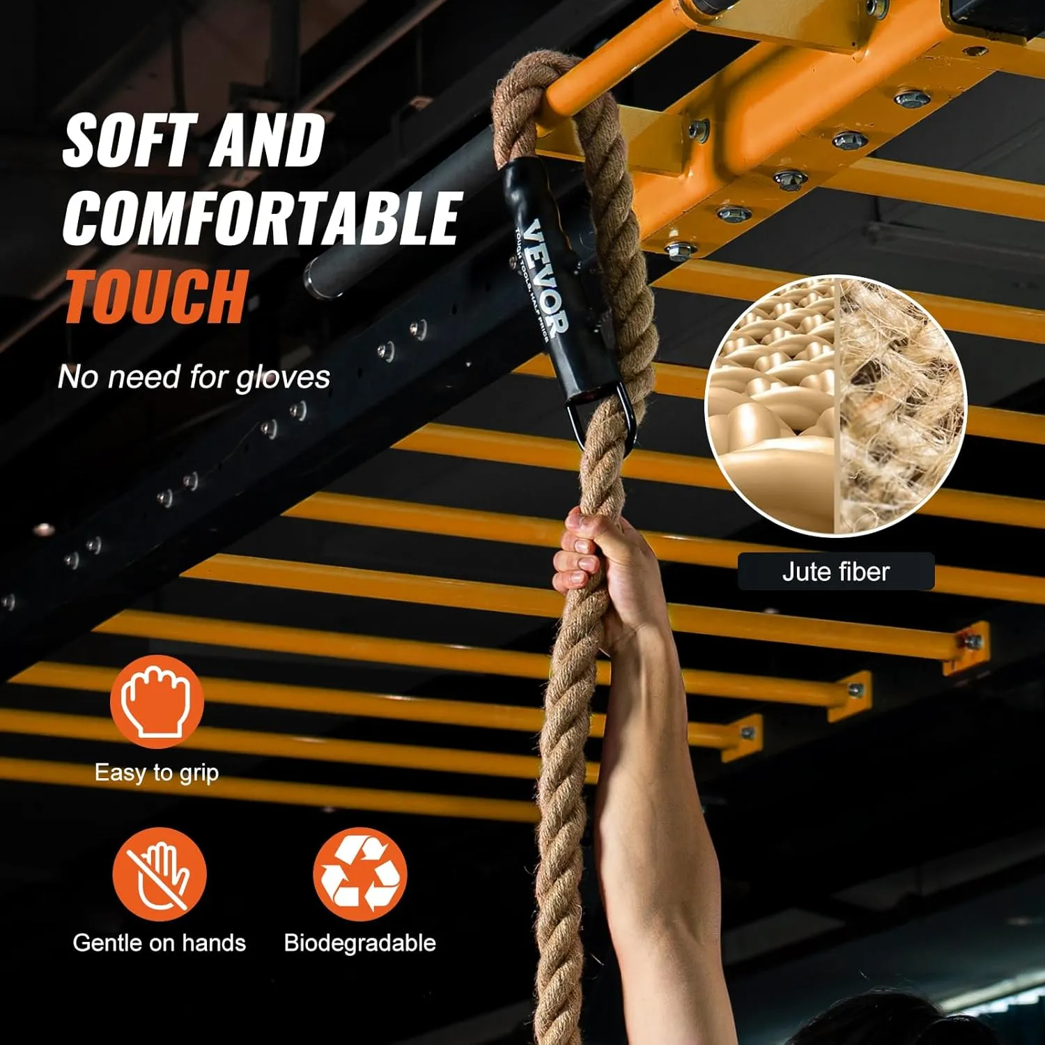 VEVOR Gym Climbing Rope, 1.5" Diameter Mutiple Length Gym Fitness Training Rope, Adult Training Rope, DIY Decorations for Home & Pets