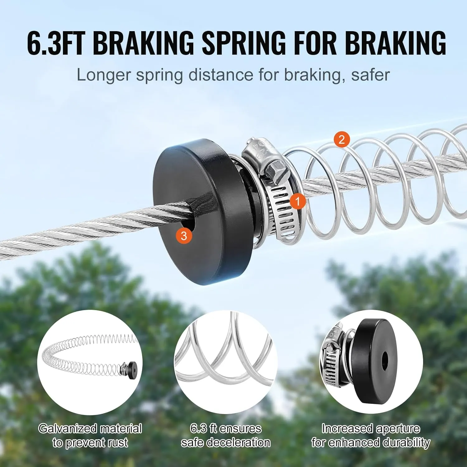 VEVOR Zip line Kits for Backyard，120ft Zip line Kit for Kids and Adult Up to 330 lb, Included Swing Seat, Ziplines Brake, and Steel Trolley, Outdoor Playground Equipment