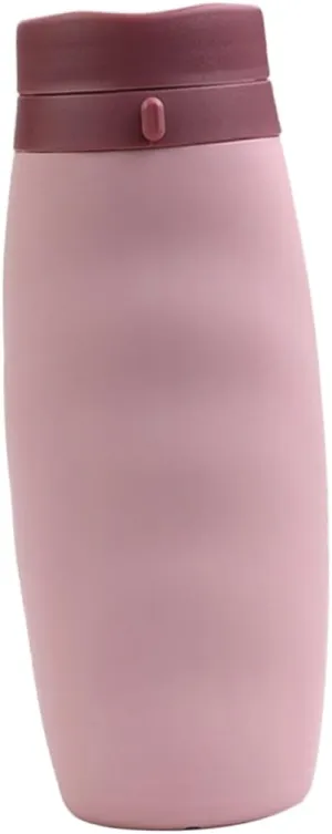 VICASKY Portable Collapsible Silicone Water Bottle Foldable Sports Cup for Outdoor Activities Hiking Camping and Travel Lightweight and Compact Design Pink