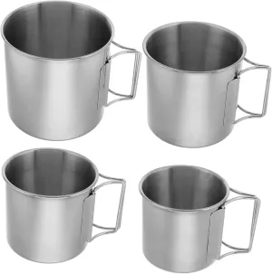 VICASKY Stainless Steel Travel Folding Cup 4pcs Camping Outdoor Mini Cup for Bbq Hiking