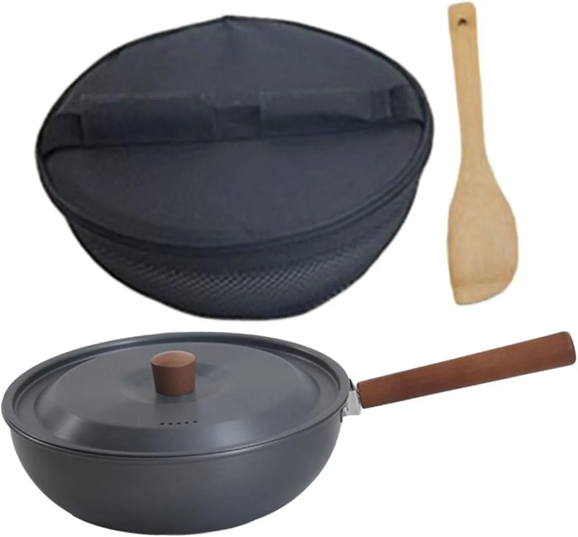 VICASKY Sturdy Aluminum Camping Soup Pot Nonstick Cooking Pan Portable Picnic Cookware for Hiking and Camping
