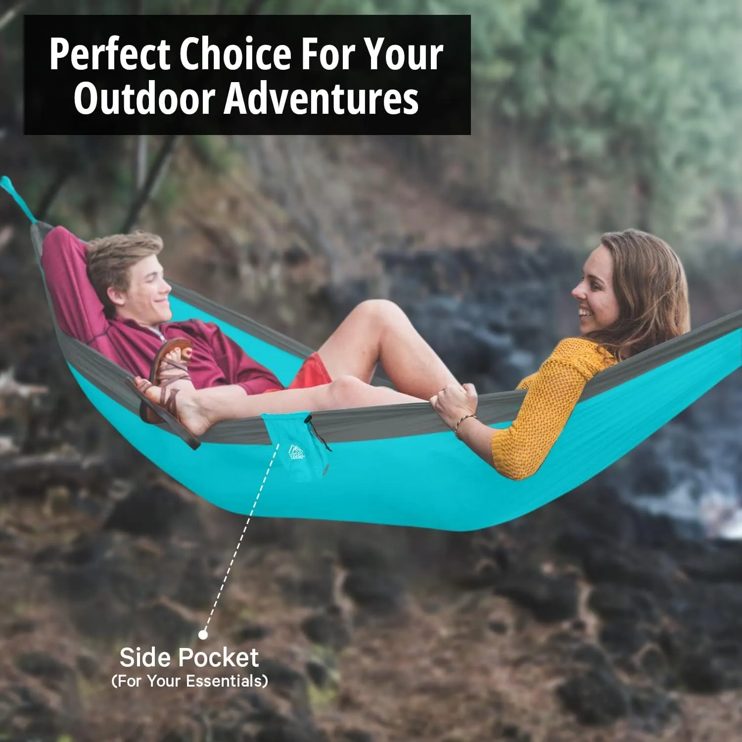 Vigel Camping Hammock - XL Double Hammock 500 Lb Capacity - Durable Portable Tree Hammock - Hammocks for Outside - Camping Accessories for Outdoor, Travel, Hiking