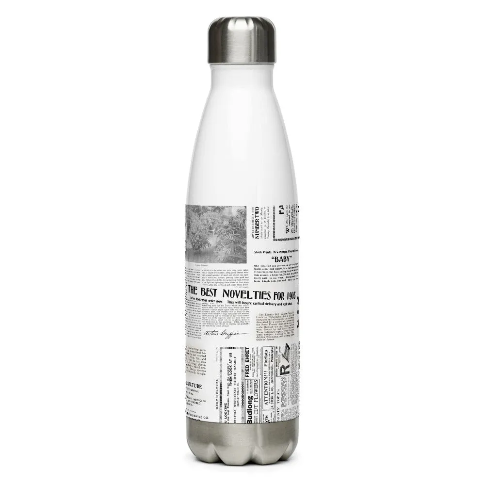 Vintage Horticulture Magazine Stainless Steel Water Bottle