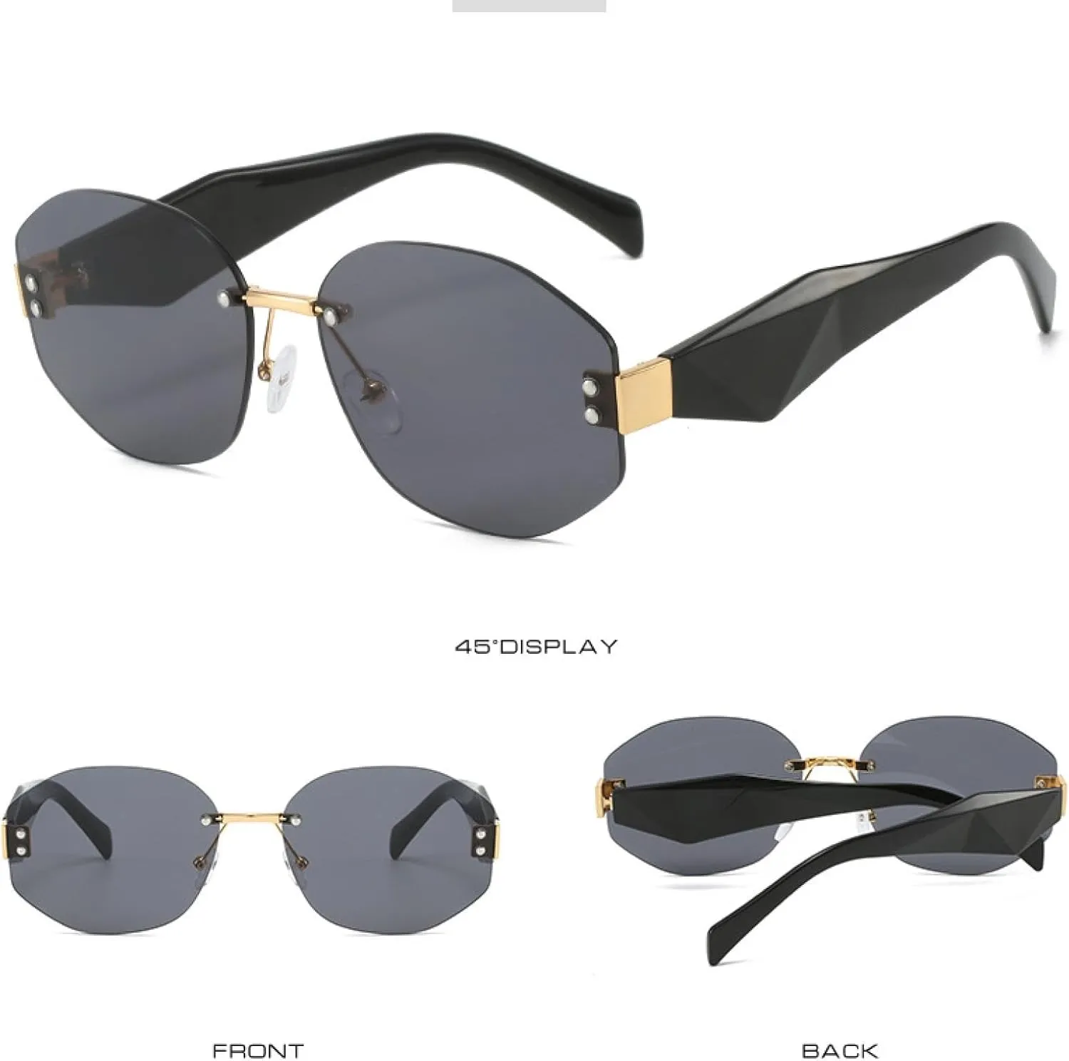 Vintage Rimless Sunglasses Women Men Fashion Trends Sun Glasses Outdoor Drive Shades Uv400