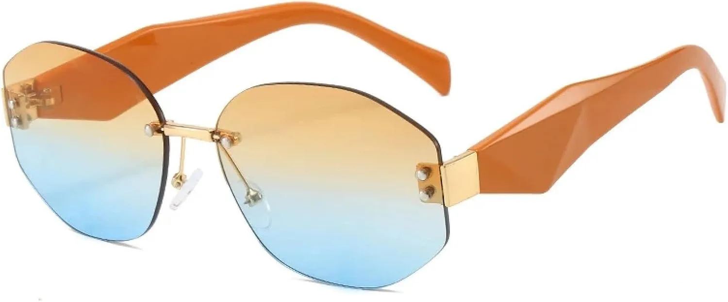 Vintage Rimless Sunglasses Women Men Fashion Trends Sun Glasses Outdoor Drive Shades Uv400