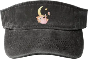 Vintage Tiger in Hammock Hanging On The Moon Sun Visor Hats for Women Men Cotton Adjustable Sports Empty Top Golf Cap