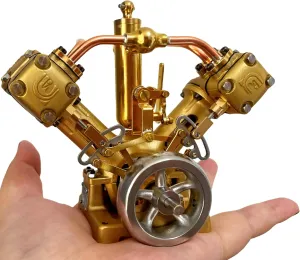 Vintage V2 Steam Engine Model Kit That Running Smoothly for Adults Engineer DIY Toys Collection Physical Educational Tools-No Boiler