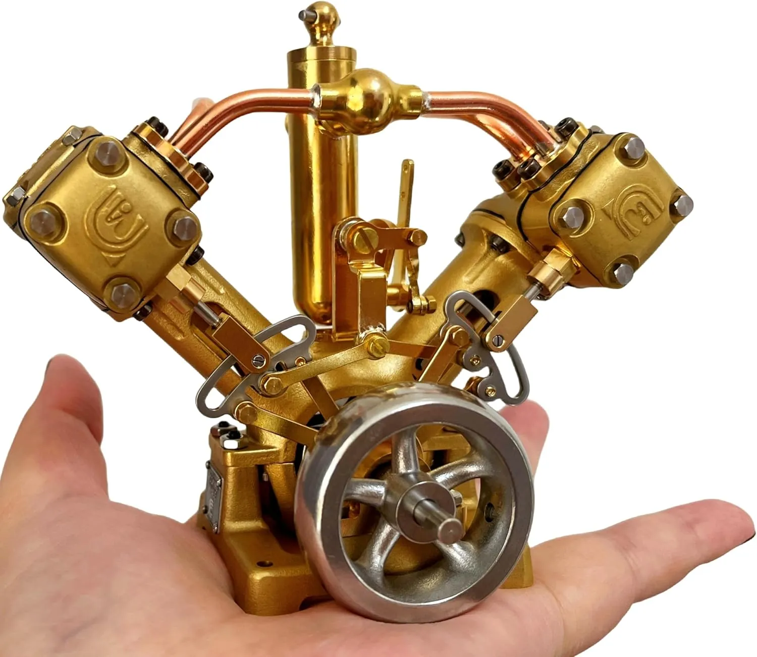 Vintage V2 Steam Engine Model Kit That Running Smoothly for Adults Engineer DIY Toys Collection Physical Educational Tools-No Boiler