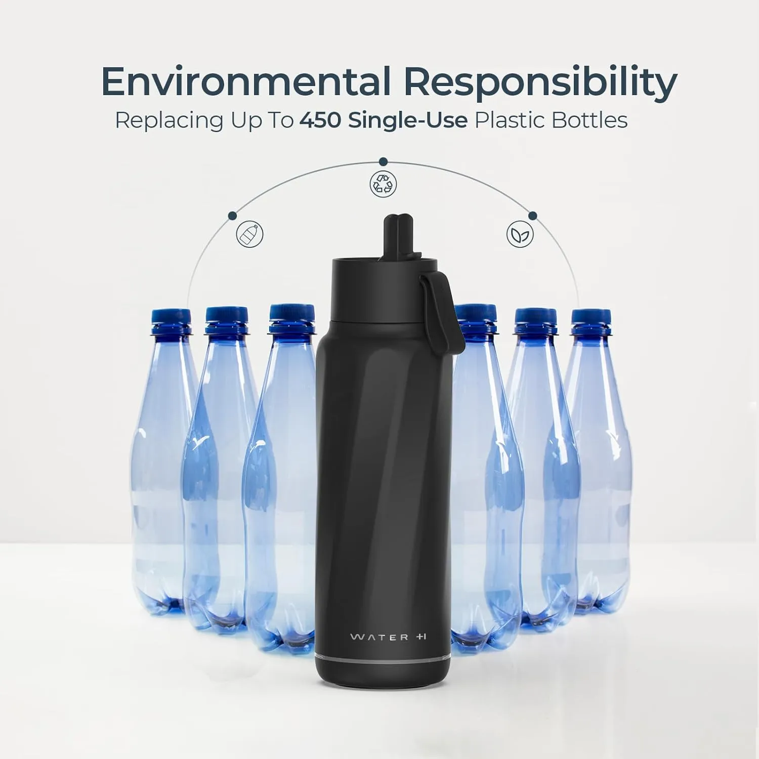 Vita Smart Water Bottle with Reminder to Drink Water, BPA-Free Vacuum Insulated Water Bottles with Filter & Straw, Bluetooth Intake Water Tracking Bottle, Ideal for Gift (18 oz)