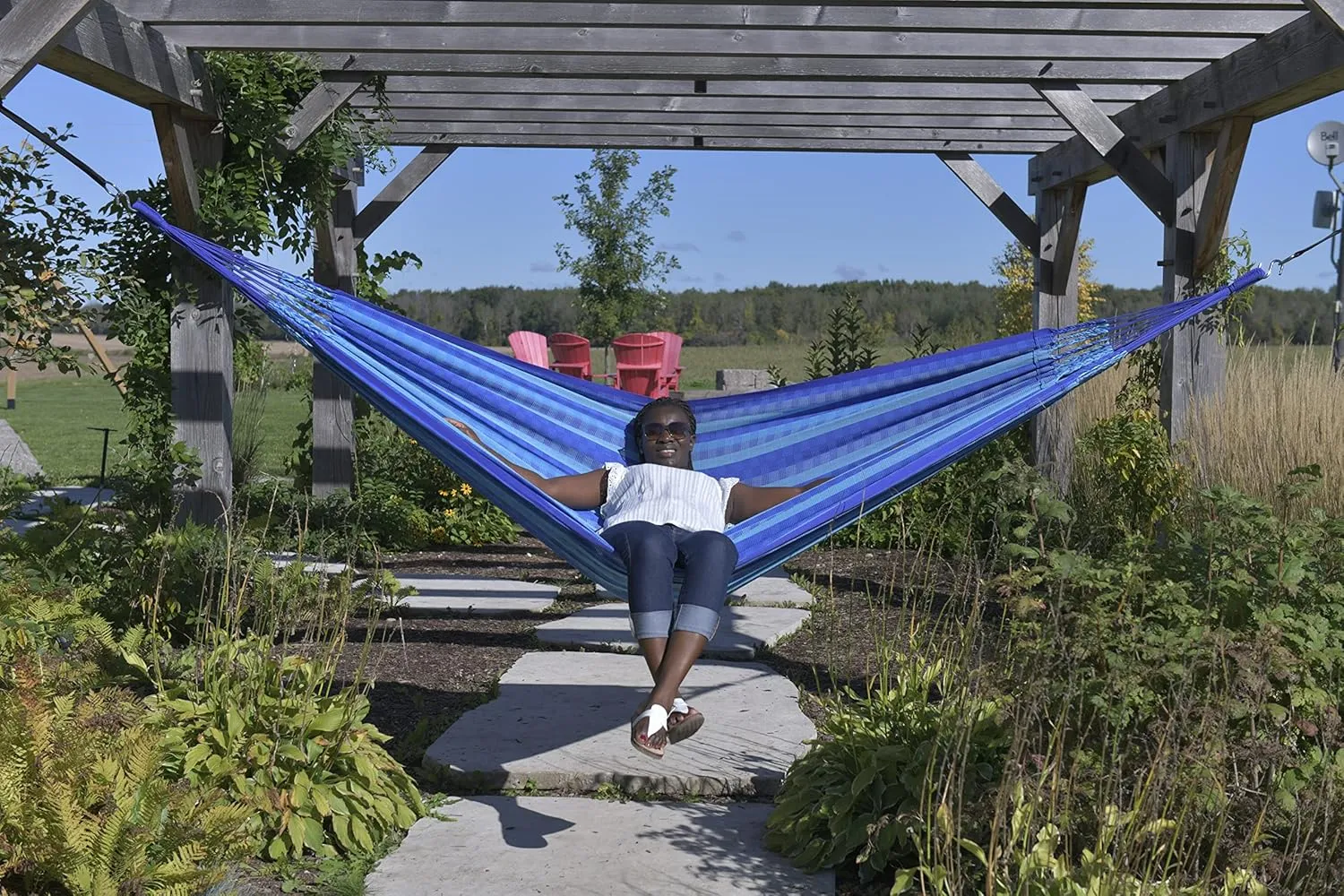 Vivere Latin Hammock Collection – Vibrant 100% Cotton Double Hammock, Supports 2 Adults - 450 lb Capacity (Laguna)
