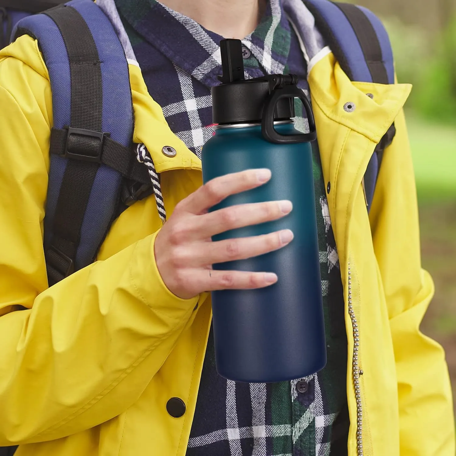 Volhoply 32oz Outdoor Gradient Color Insulated Stainless Steel Metal Water Bottle with Straw Lid&Spout Lid,Double Wall Vacuum Jug for GYM,Travel Camping Flask Keep Cold and Hot(Multicolor,4 Pack)