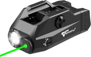 VOTATU G2L-G Pistol Light Laser Combo, 1000 Lumens Strobe Function Flashlihgt and Green Laser Sight, Adjustable Rail Keys Compatible with GL and Picatinny Rail, Low Profile Rechargeable Weapon Light