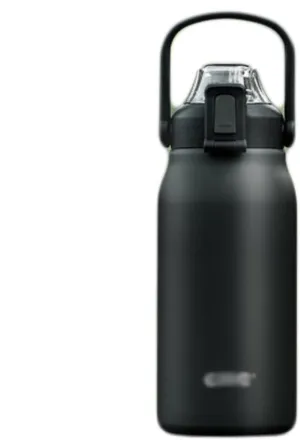 VSULZVNU Keep Hydrated 45.7oz Insulated Water Bottle with Straw Stainless Steel Large Capacity Water Jug Portable Lifting Ring Reminder (Color : Green), Black