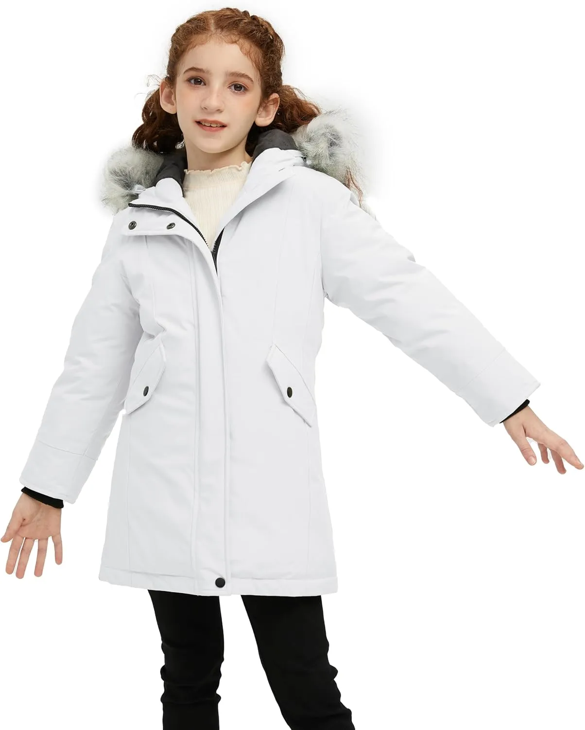 Wantdo Girl's Winter Coat Warm Windproof Insulated Hiking Warm Long Sleeve Puffer Outdoor Running Fall Jacket with Hood