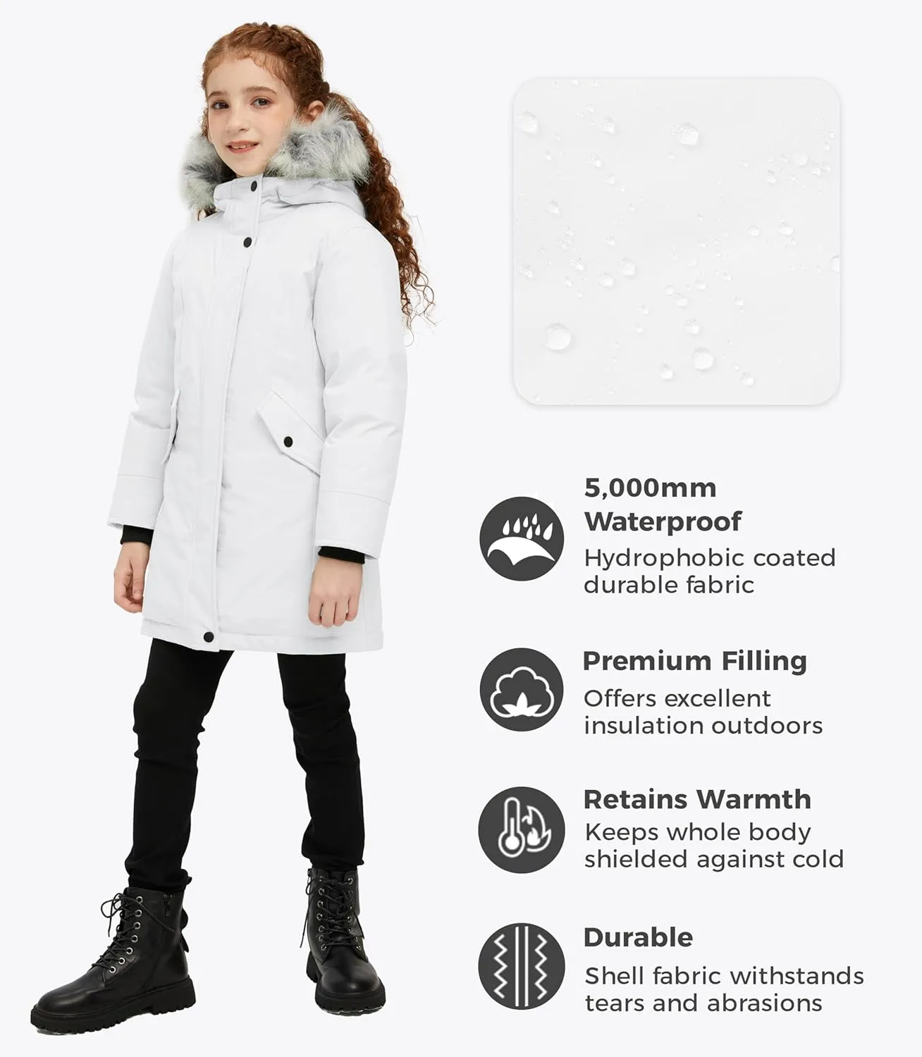 Wantdo Girl's Winter Coat Warm Windproof Insulated Hiking Warm Long Sleeve Puffer Outdoor Running Fall Jacket with Hood
