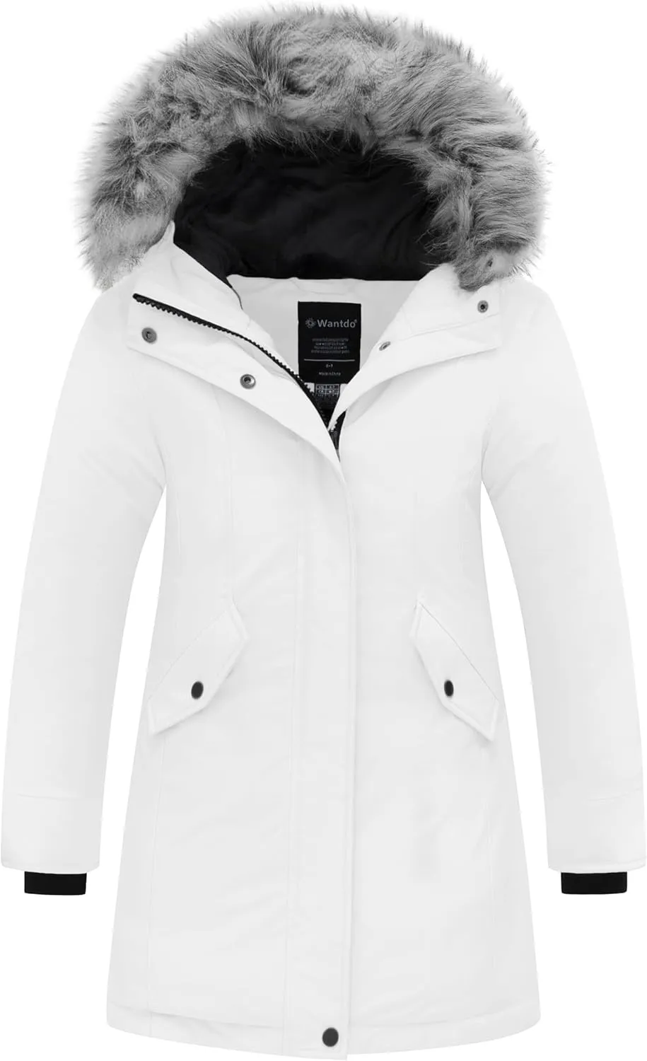 Wantdo Girl's Winter Coat Warm Windproof Insulated Hiking Warm Long Sleeve Puffer Outdoor Running Fall Jacket with Hood